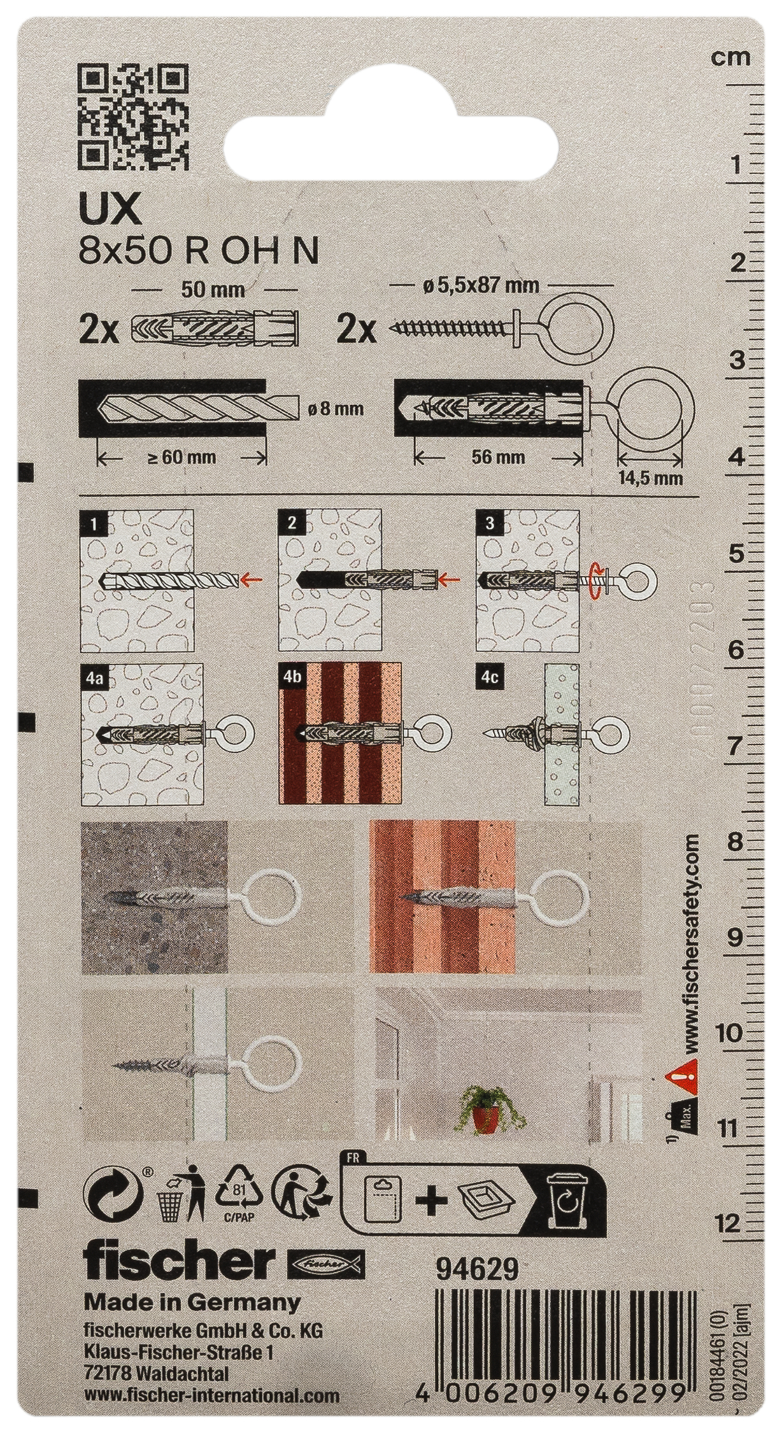 Produktbild, Text, QR-Code