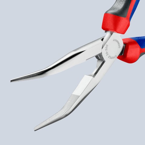 Knipex 26 25 200 Flachrundzange mit Schneide (Storchschnabelzange) verchromt 200 mm