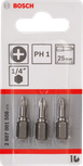 Bosch PH1 25mm screwdriver bits pack of three.