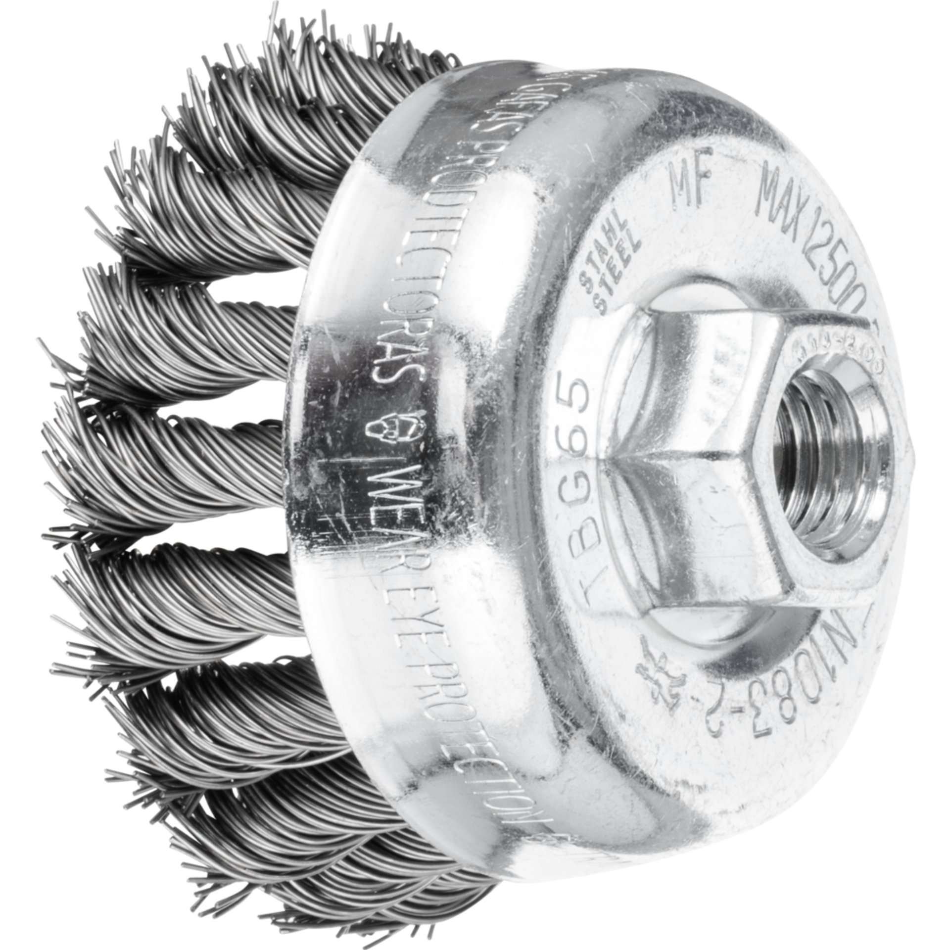 Pferd Topfbürste gezopft TBG Ø 65 mm M14 Stahl-Draht-Ø 0,50mm Winkelschleifer