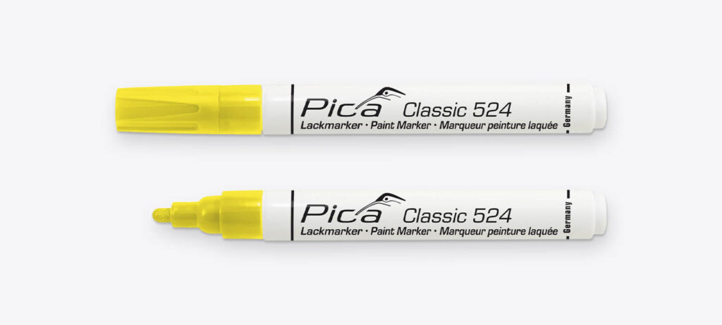 Pica Classic Industrie Lackmarker 524/44 gelb 2-4mm Rundspitze, paint marker, highlighter, gelb, doppelspitze, classic 524