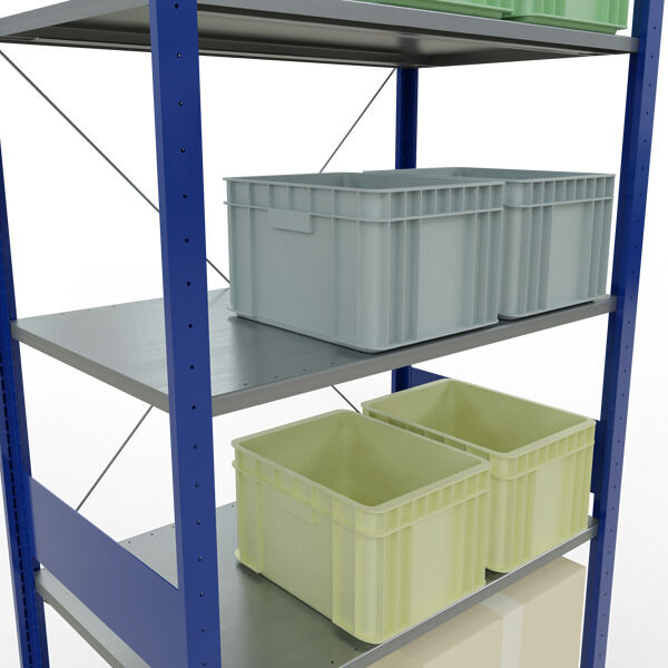 Schulte Fachbodenregal Stecksystem MULTIplus150 Grundregal 3000x1000x600mm 7 Fachböden 150kg Fachlast RAL 5010/verzinkt