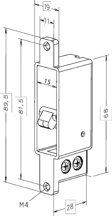 eff-eff Riegelschaltkontakt 875-10-------00 mit Kabel 4m ohne Schließblech