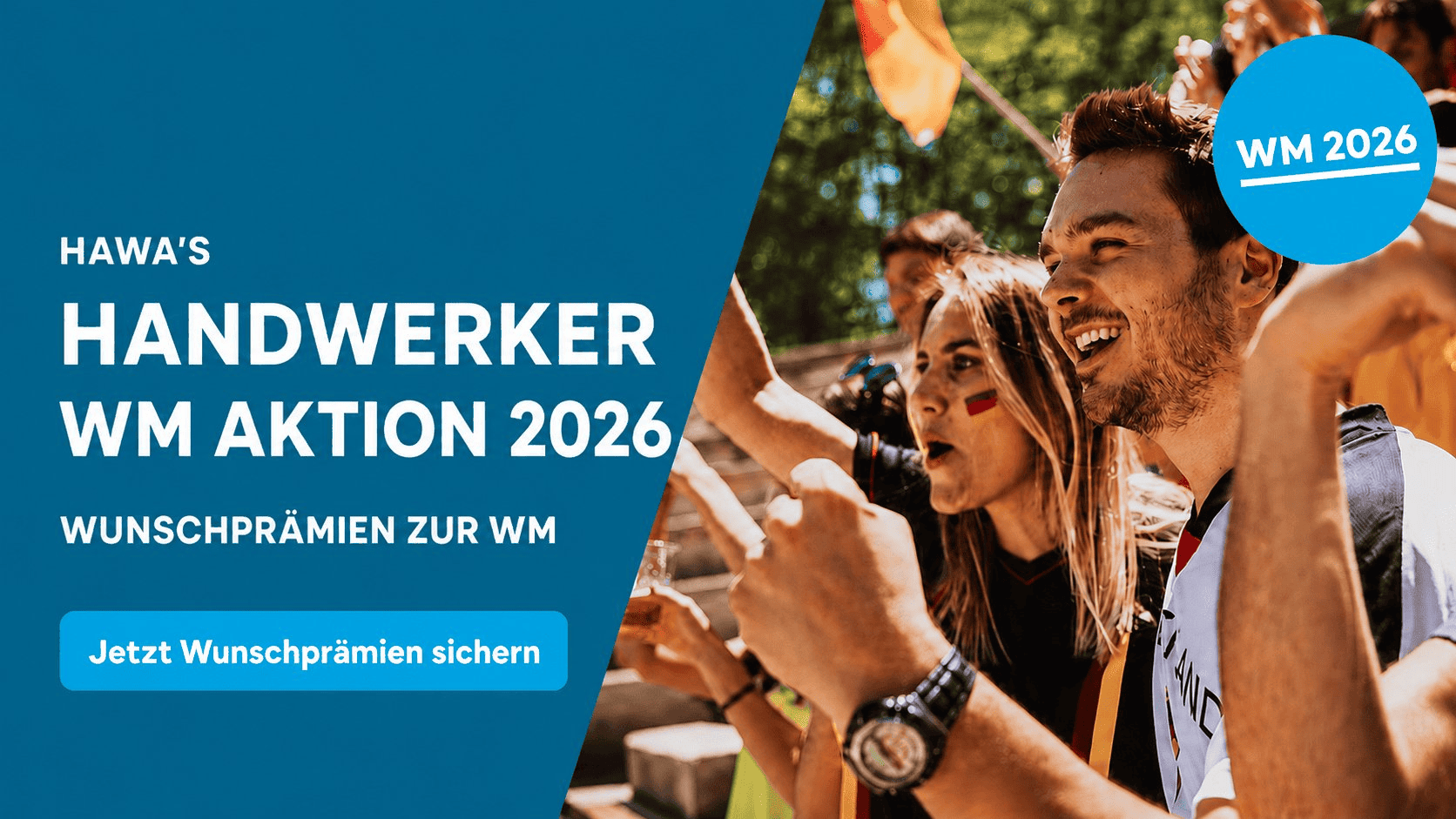 handwerker, wm aktion, wunschrämien, veranstaltung, fanartikel, event, crowd, blue banner, handwerker, wm 2026, Event, Menschenmenge, blauer Banner, Hände oben, WM 2026
