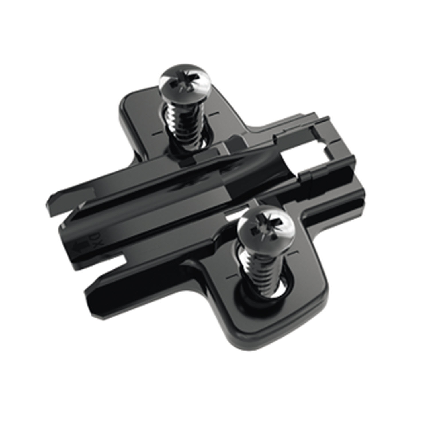 HETTICH Kreuzmontageplatte mit Langloch-Höhenverstellung, in obsidianschwarz, Lochreihe 37 x 32 mm, mit Euroschrauben (für Bohrung ø 5 x 12 mm), Distanz 0.0 mm