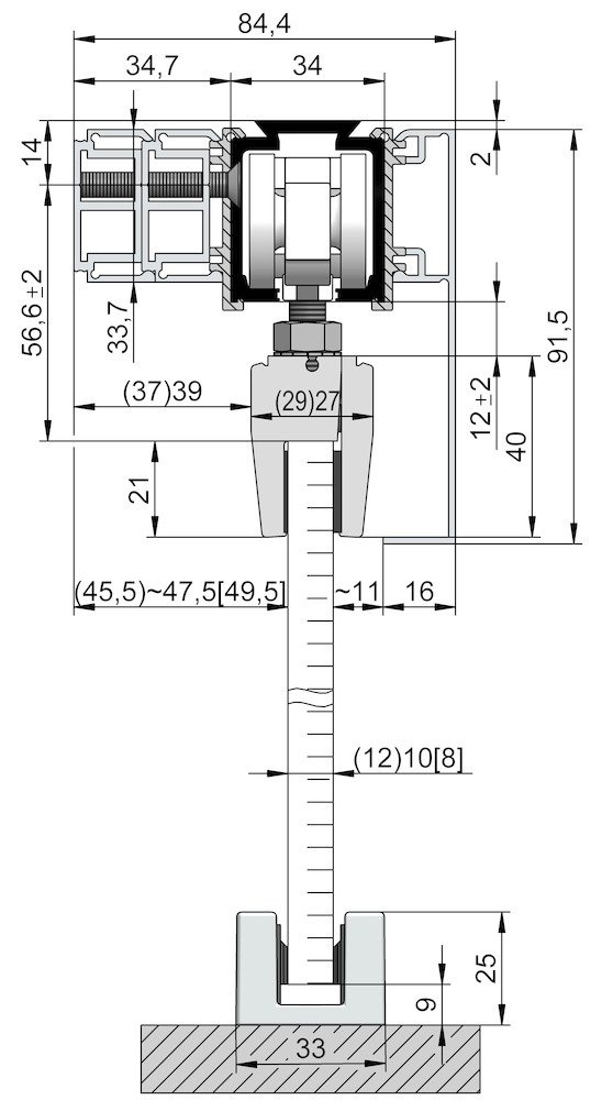 OT-Abdeckkappe,für Abstandsprofil, 140, Aluminium, edelstahloptik eloxiert