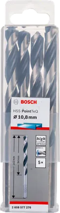 Bosch HSS Twist Drill Bit PointTeQ 10.8mm set.