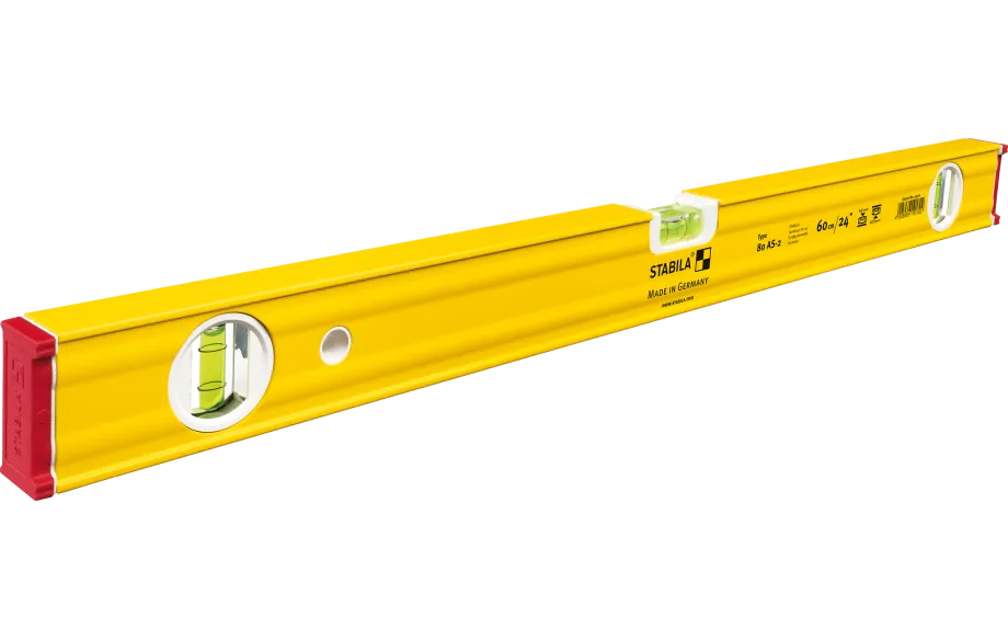 Stabila Wasserwaage Type 80 AS-2, 180 cm, verstärktes Alu-Profil,