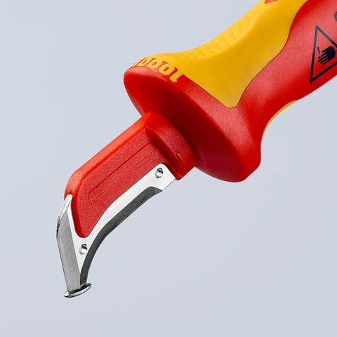 Knipex Abmantelungsmesser 98 55 VDE-geprüft mit Gleitschuh und Hakenklinge 180 mm