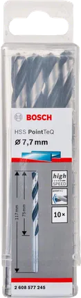 Bosch HSS PointTeQ 7.7mm drill bit pack.
