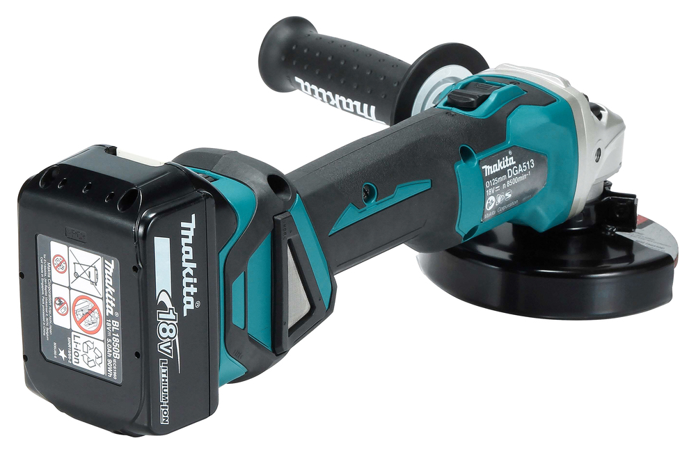 Makita DGA513RTJ Akku-Winkelschleifer 18V 125mm 3000-8500min⁻¹ mit 2x 5.0Ah Akkus