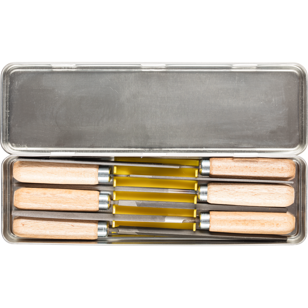 Pferd Schlüsselfeilen-Set mit Holzheft 6-tlg. 100mm Hieb 2 für filigrane