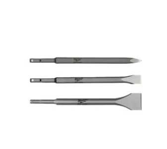 Milwaukee SDS-Plus Meißel-Set 250 mm lang (3-teilig): 1 x Spitzmeißel, 1 x Flach