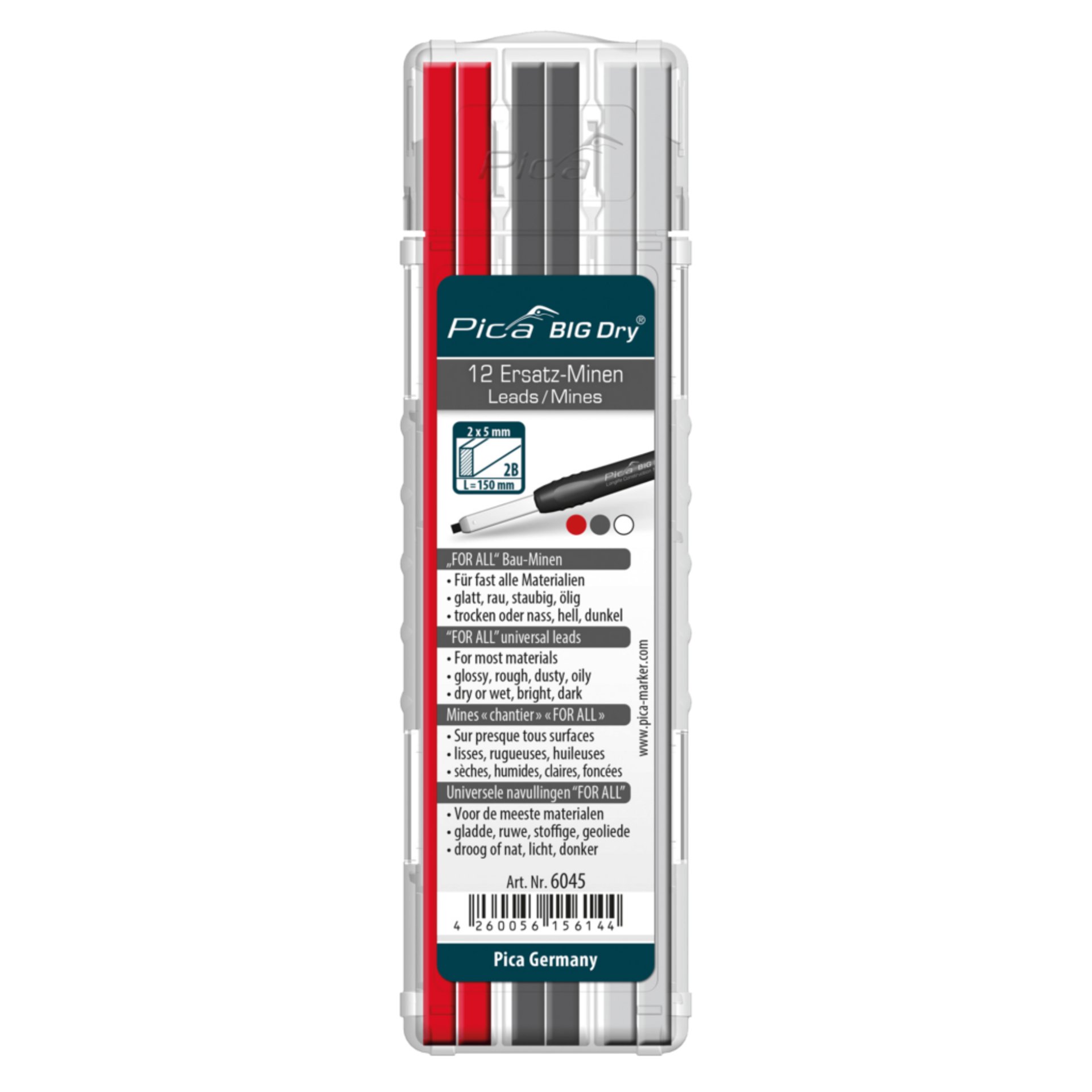 Pica Big Dry Minen-Set FOR ALL rot/Graphit/Weiss