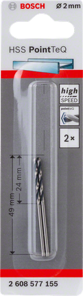 Bosch HSS PointTeQ 2,0 mm Spiralbohrer-Set., Spiralbohrer, HSS, 2 mm, Metallbohrer, Bosch
