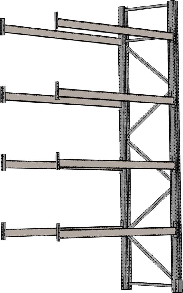 SCHULTE Lagertechnik Palettenanbauregal verz. 1 Feld á 2700 mm H 4500xT 1100mm 8 Holme 3000 kg
