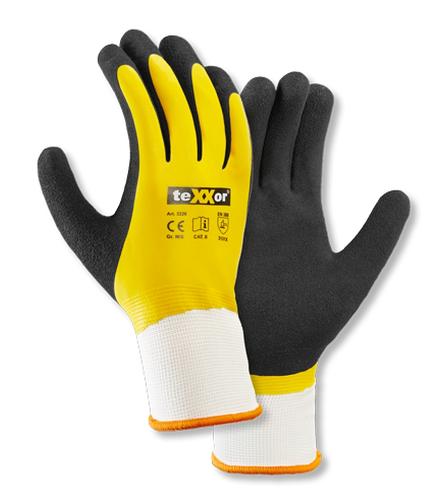 teXXor® Polyester-Strickhandschuhe LATEX GELB