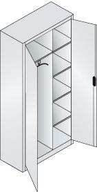 CP Flügeltürenschrank B930xT400xH1950 mm RAL 7035, 4 Fachböden mit Trennwand CP