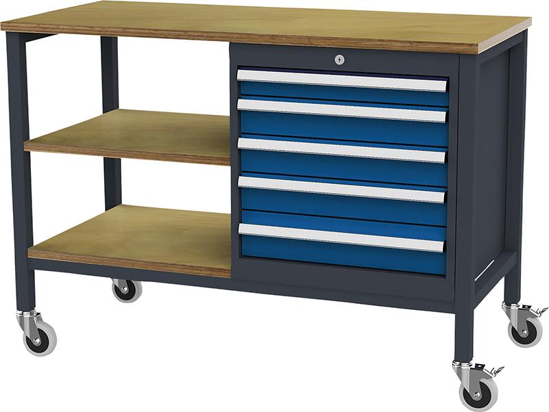 FORUM Mobile Kastenwerkbank, Breite 1300 mm, 5 Schubladen