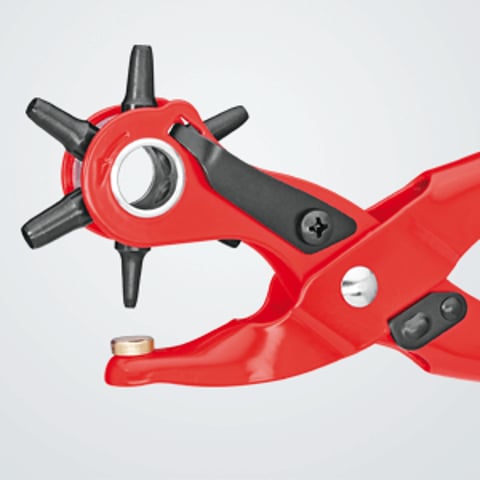 Knipex Revolverlochzange 90 70 220 rot pulverbeschichtet 220 mm 6 Lochpfeifen Ø 2-5 mm