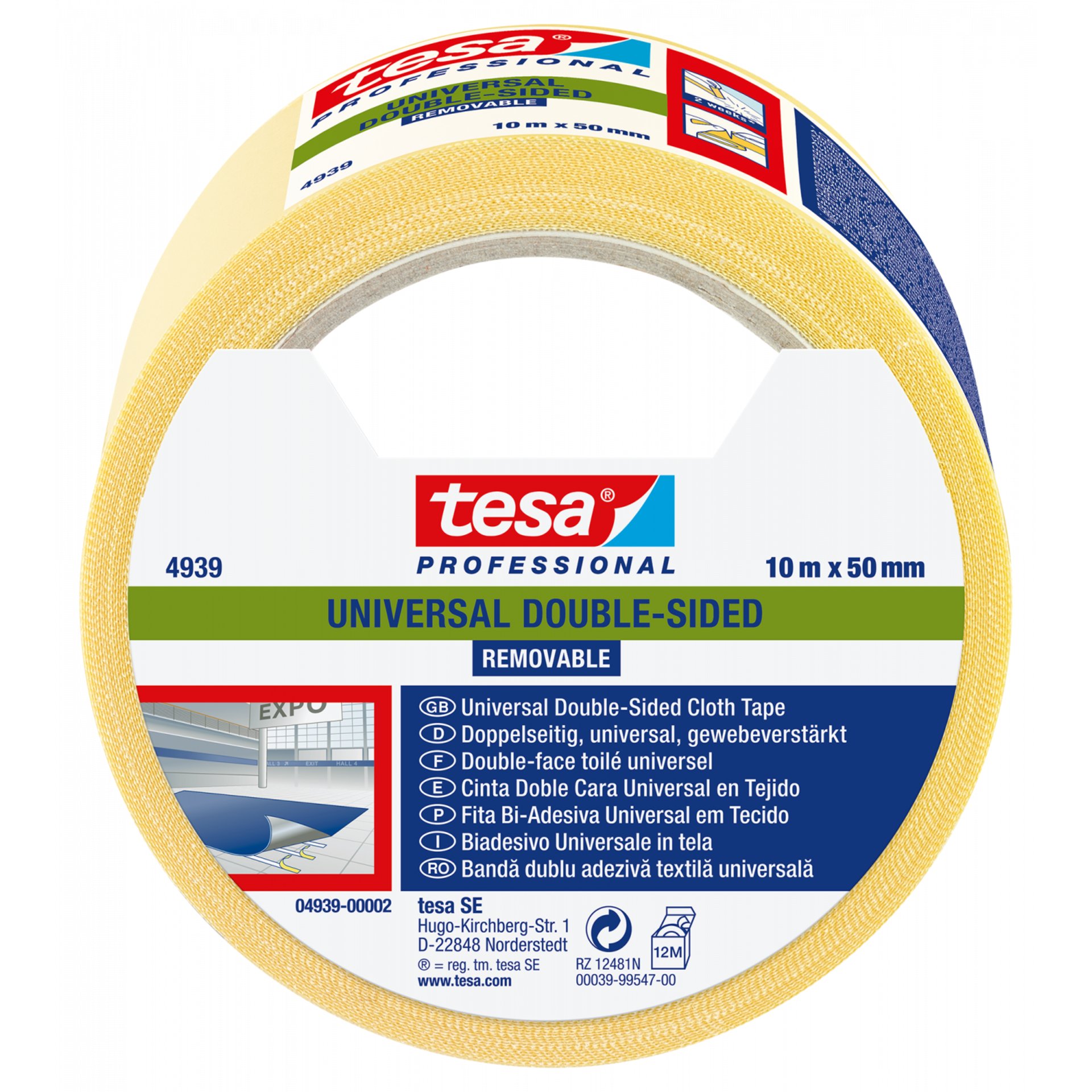 Tesafix® Verlegeband Universal Ablösbar 00 Farblos 10m x 50mm