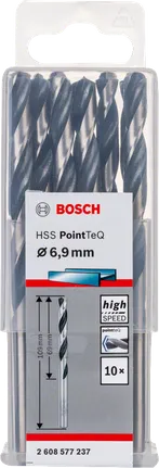 Bosch HSS PointTeQ 6.9mm twist drill bit set.