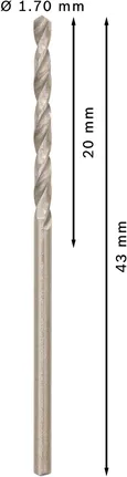 Bosch PRO Metal HSS-G Spiralbohrer mit 1,7 mm Durchmesser.
