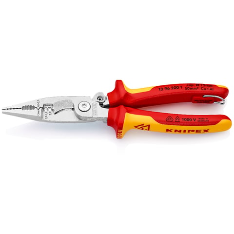 Knipex Elektro-Installationszange 13 96 200 T VDE isoliert mit Mehrkomponenten-Hüllen und Befestigungsöse