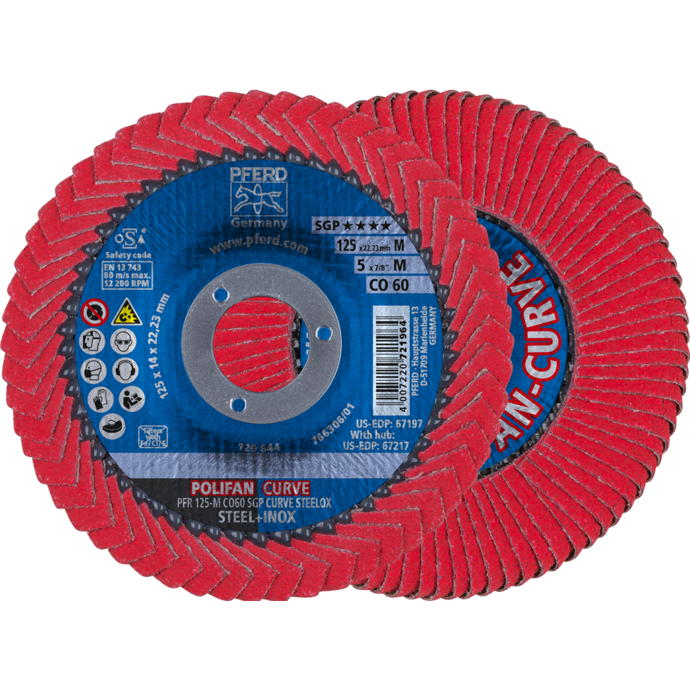 Pferd POLIFAN CURVE Fächerscheibe PFR 125x22,23 mm Breite M CO60 SGP STEELOX für