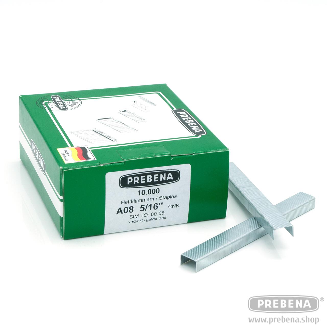 Prebena Heftklammern A08CNK verzinkt Type A 8mm Rückenbreite 12,8mm 10000 Stück