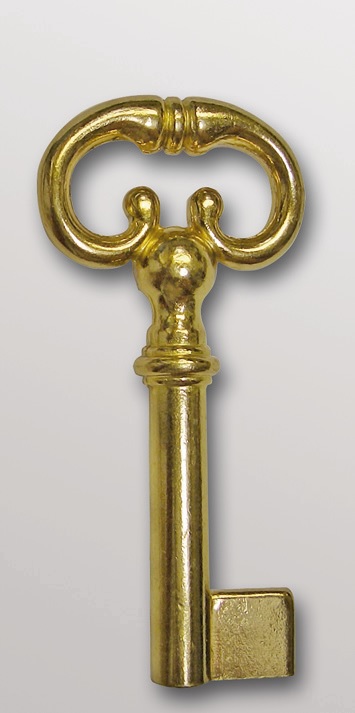 Möbel Zierschlüssel Messing poliert, Halmlänge 40 mm