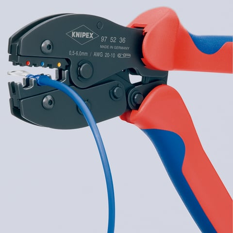 Knipex PreciForce® Crimpzange 97 52 36 220mm 0,5-6,0 mm² mit Mehrkomponenten-Hüllen brüniert