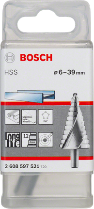 Bosch HSS step drill bit 6-39mm for metal and plastic., Stufenbohrer, HSS, 6–39 mm, Metallbohrer, Bosch