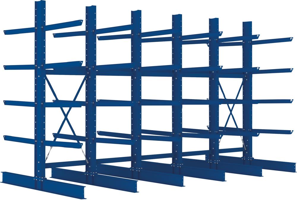 META Kragarmregal Heavy B5090xT2x1000xH3000 mm doppelseitig RAL 5010 5 Ebenen Traglast 3030kg