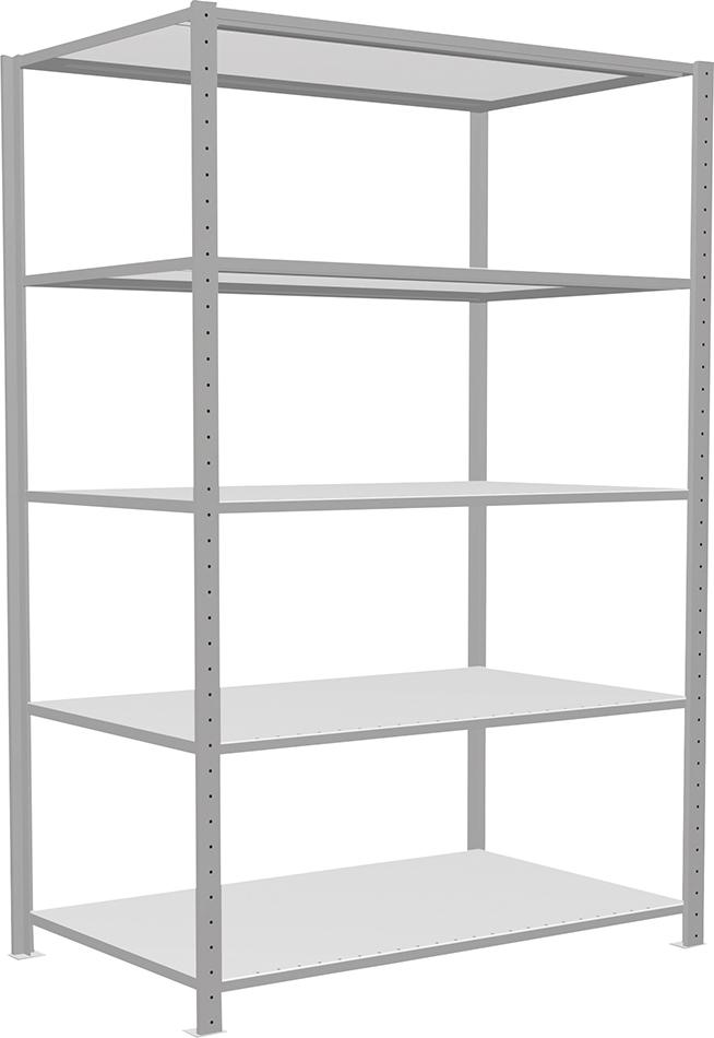 SCHULTE Lagertechnik Steckregal B1300xT800xH2000 mm Grundfeld 5 Böden RAL 7035 Fachlast 150kg