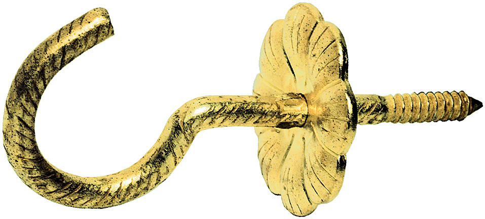 HSI Deckenhaken mit Rosette rustikal vermessingt 5,2x 80 mm SB 1