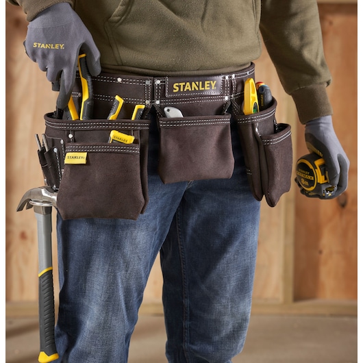 Stanley Leder Werkzeugschürze STST1-80113 mit 5 großen Taschen und Hammerhalter