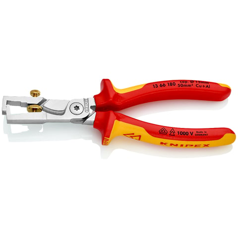 Knipex StriX® Abisolierzange mit Kabelschere 13 66 180 VDE-geprüft chromatiert