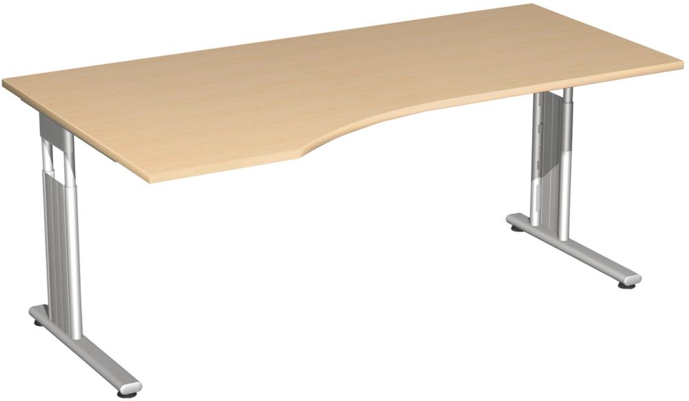 Geramöbel Schreibtisch Flex, C-Fuß, HxBxT: 680–820x1800x800/1000 mm (links)