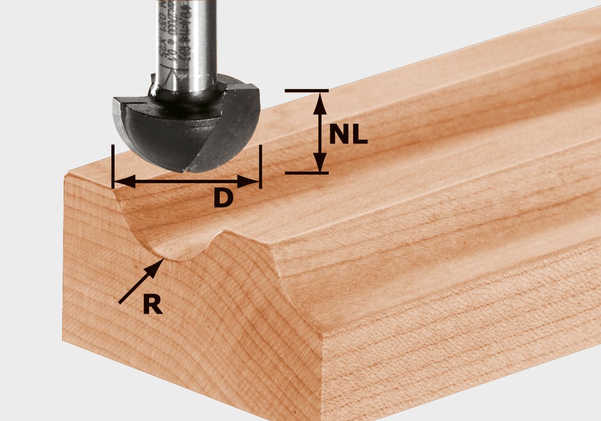 Hohlkehlfräser HW S12 D30/20/R15, Holz, Schnittholz