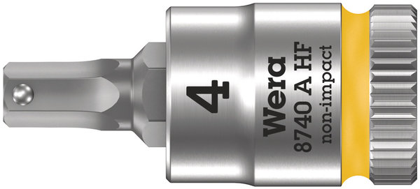 8740 A HF Zyklop bit socket with holding function, 1/4&quot; drive, 4 x 28 mm, Licht
