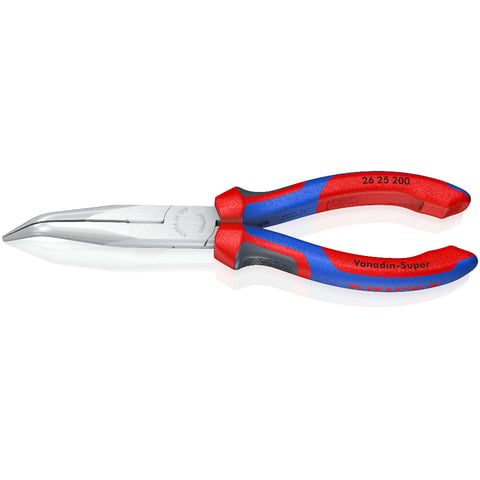 Knipex 26 25 200 Flachrundzange mit Schneide (Storchschnabelzange) verchromt 200 mm