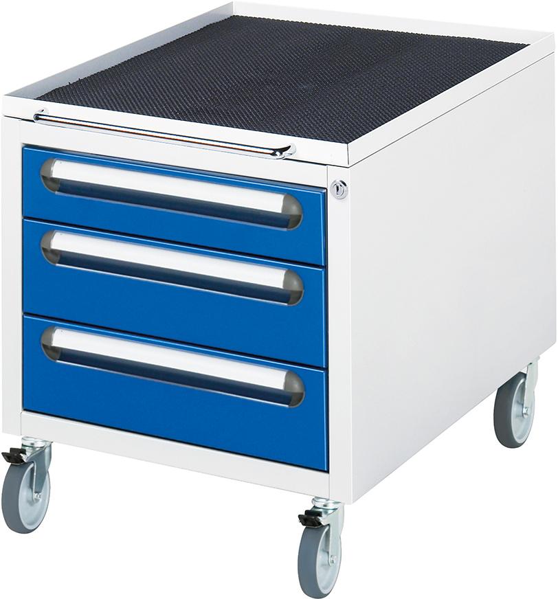 RAU Roll-Container B480xT600xH540mm RAL 7035/5010 3 Schubladen