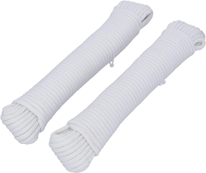 HELPMATE – Nylonseil 5mm weiß selbstleuchtend – Allzweckseil zum Basteln & für Outdoor-Aktivitäten – geeignet als Spannseil, Zeltschnur, Wäscheleine & Co – witterungsbeständig & schwimmfähig (2x 15m)