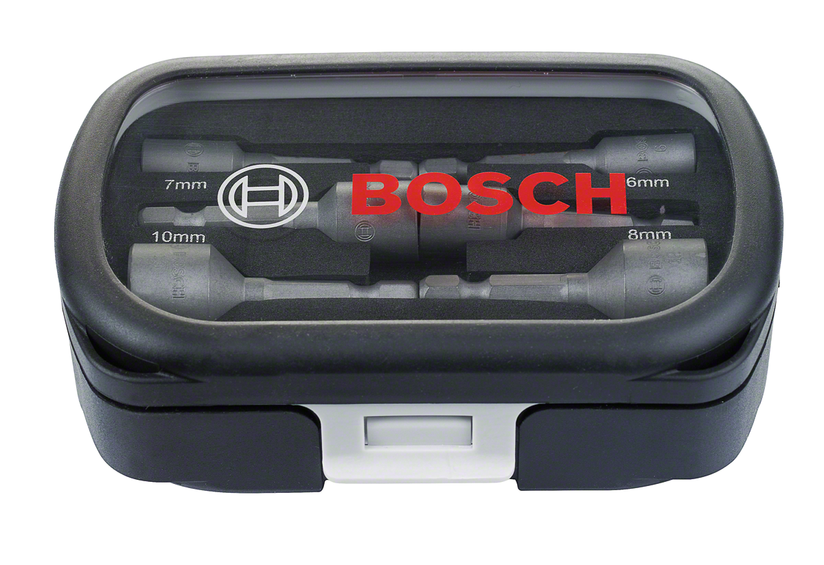 Bosch Steckschlüsselsatz 6-teilig 6–13 mm im Kompaktkoffer., Steckschlüsselsatz, Stecknüsse, Metall, Aufbewahrungsbox, verschiedene Größen