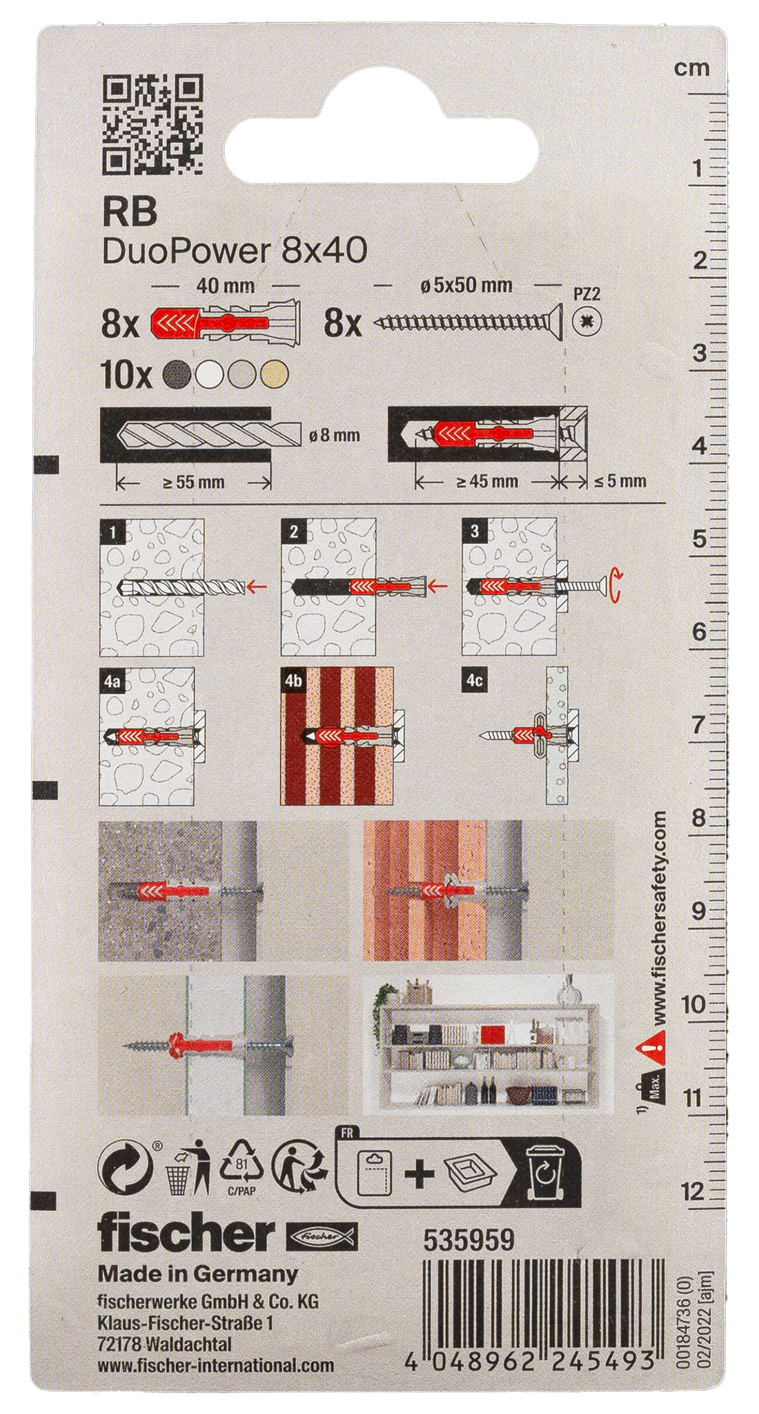 Produktbild, Text, QR-Code