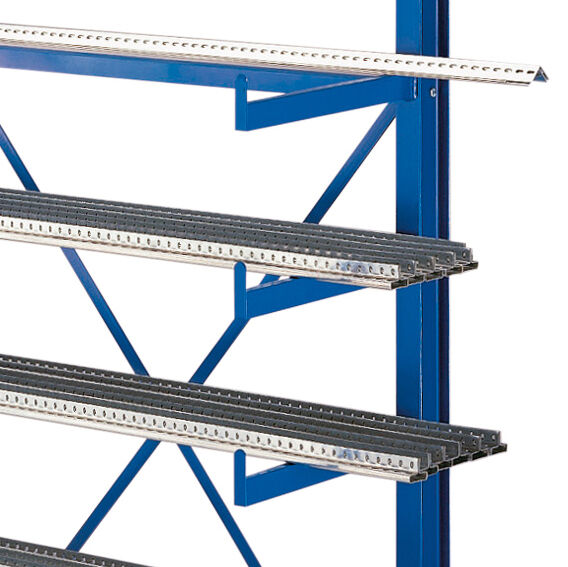 Schulte Kragarmregal K1000 einseitig 2000x6250x500 mm RAL 5010 enzianblau