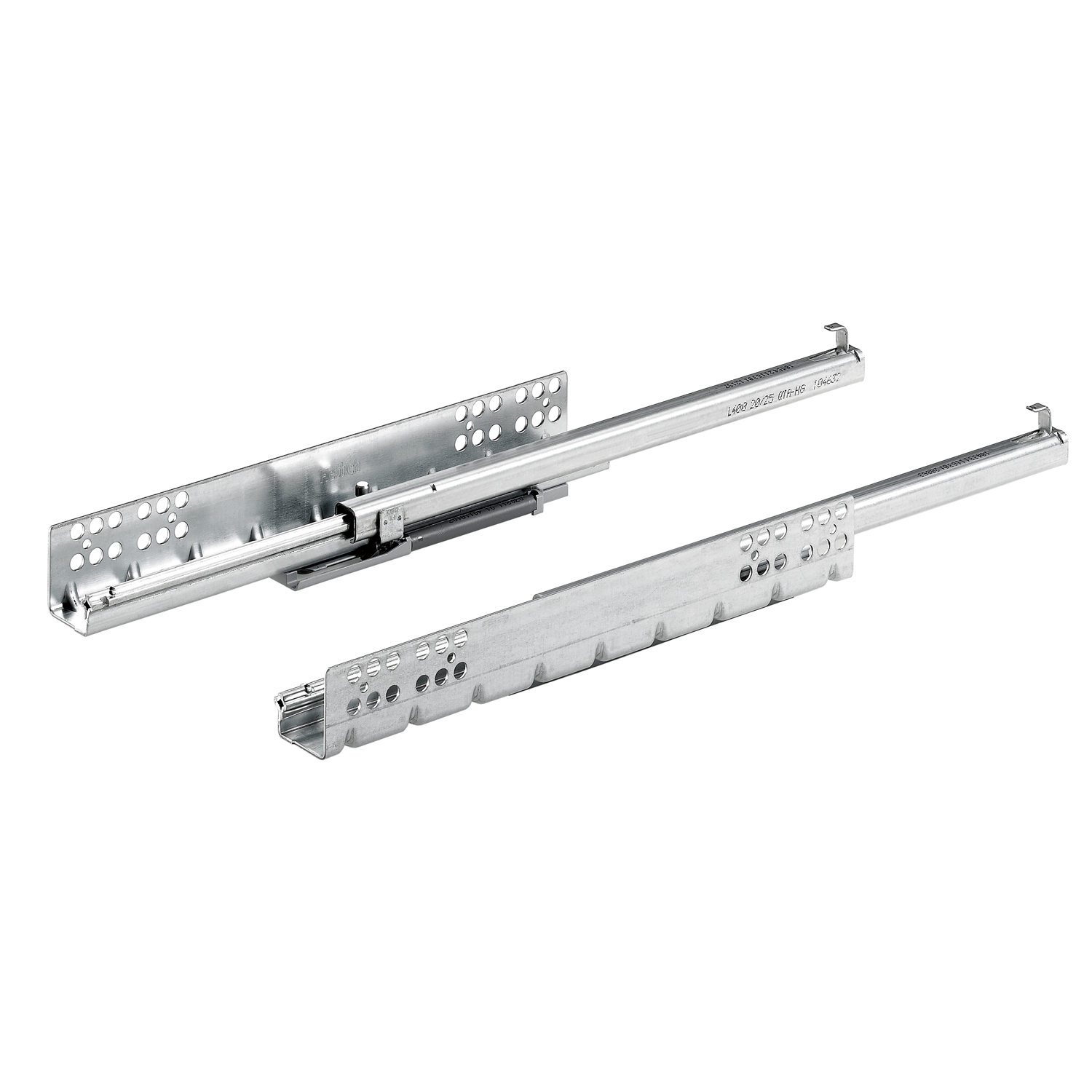 HETTICH Quadro 25 mit Silent System, Teilauszug für Holzschubkasten (Aufsteckmontage, Zargendicke  ≤ 16 mm)