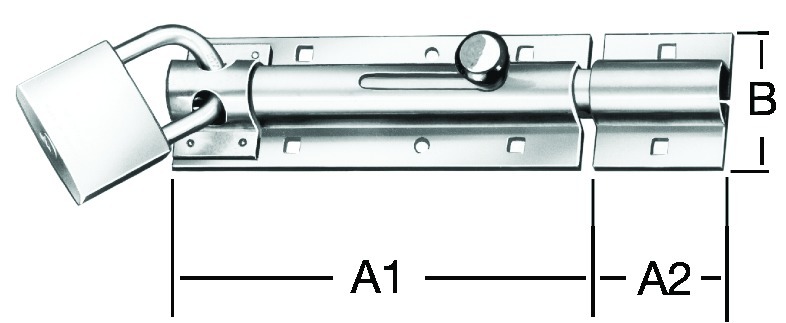 VORMANN Bolzen-Schlossriegel,m.Schlaufe,abschl.,gerade,130x43,5, silber vz