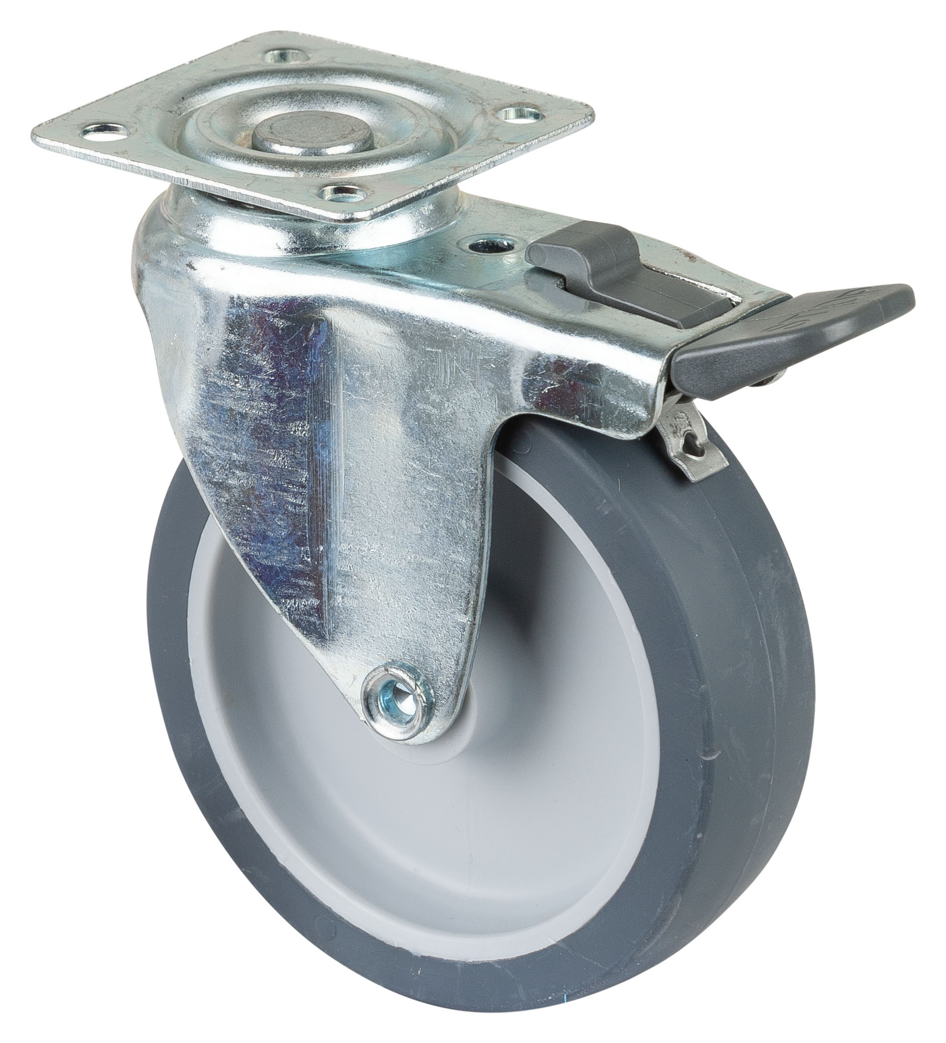 BS Rollen Lenkrolle A220.A80.080 mit Totalfeststeller 80mm Gummirad Gleitlager